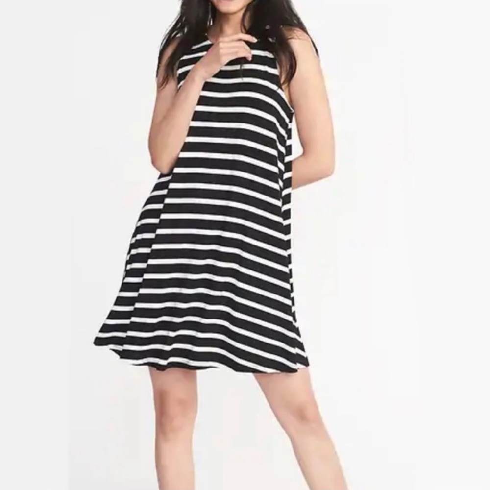 Striped Tank Dress XS Black and White Neutral Swing Minj Dress Neutral T-Shirt
